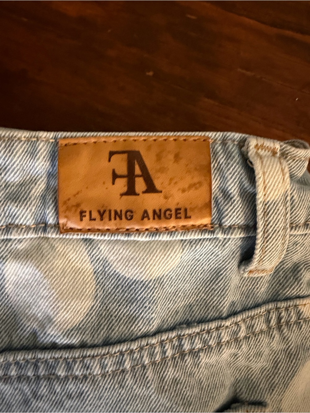 Flying Angel Floral Print Light Blue Wide Leg High Rise Jeans, Size 30 - Picture 8 of 8